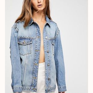 Studded denim trucker jacket